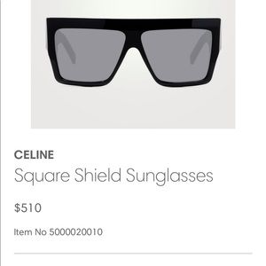Celine square sunglasses! Black smoke lenses. Like new worn 2 times